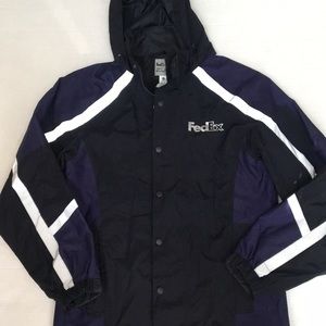 Fed Ex Jacket Nylon Hooded Reflective Size Small Stan Herman